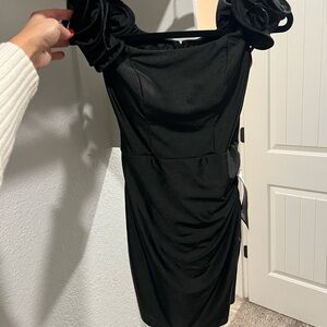 B Darlin Black Mini Dress with Ruffle Sleeves